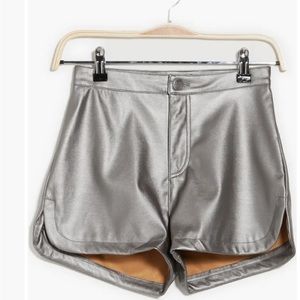 Just One pewter faux leather shorts from Nordstrom. Lg NWT. Fits like size 8.